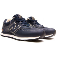 Кроссовки 574 New Balance (Нью Баланс) мужские кожаные синие 