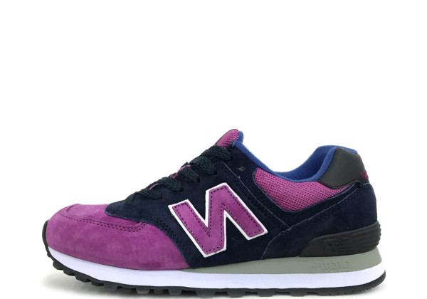 Кроссовки 574 New Balance женские без сетки Navy (Purple)