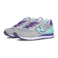 New Balance женские кроссовки 574 серые с фиолетовым 