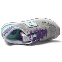 New Balance женские кроссовки 574 серые с фиолетовым 