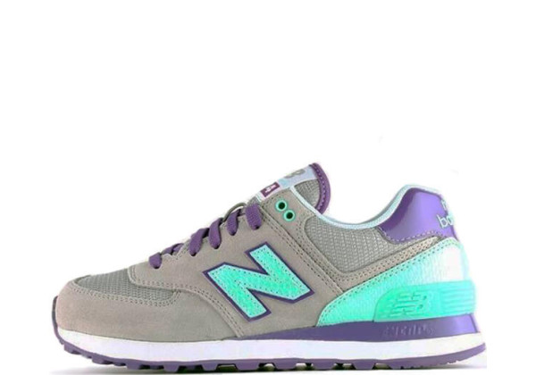 New Balance женские кроссовки 574 серые с фиолетовым 