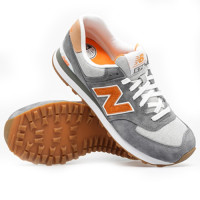 Кроссовки New Balance 574 Premium серые с оранжевым