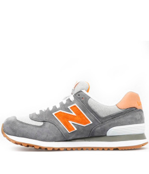 Кроссовки New Balance 574 Premium серые с оранжевым