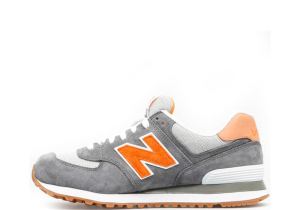 Кроссовки New Balance 574 Premium серые с оранжевым