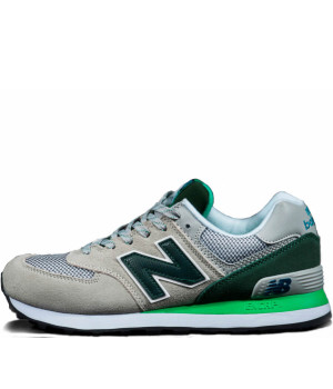 Кроссовки New Balance 574 серые с зеленым 