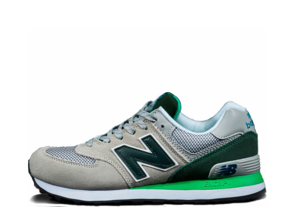 Кроссовки New Balance 574 серые с зеленым 