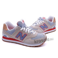 Кроссовки New Balance 574 женские бежевые с красным 