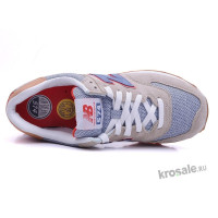 Кроссовки New Balance 574 женские бежевые с красным 