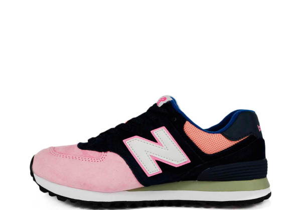 Кроссовки New Balance женские 574 без сетки Navy (Pink)