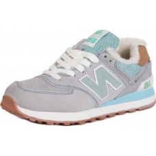 Кроссовки New Balance 574 серо-голубые зимние с мехом